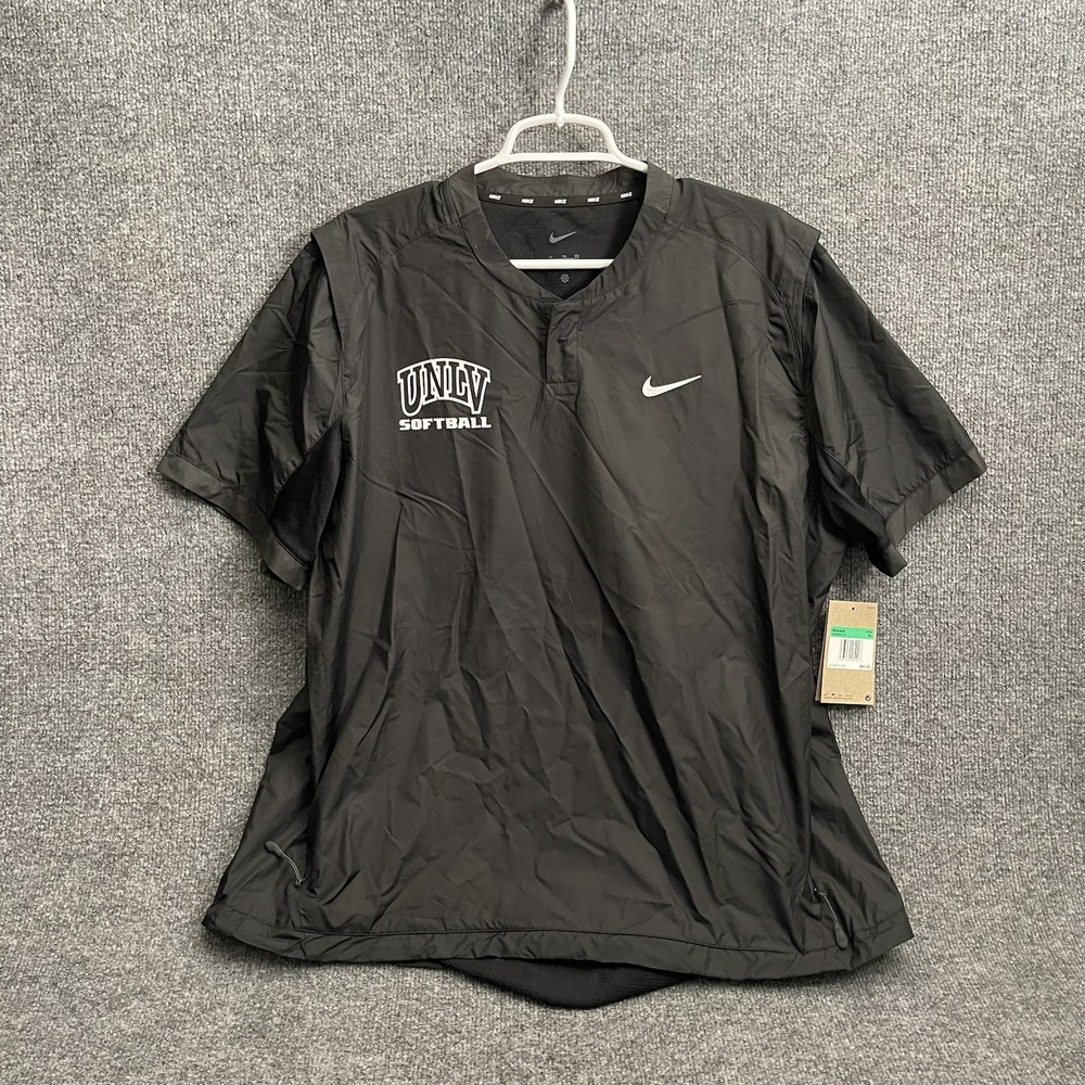 UNLV Nike Softball Rain Pullover Shirt Women's V Neck Sz XL Black AV6696-010